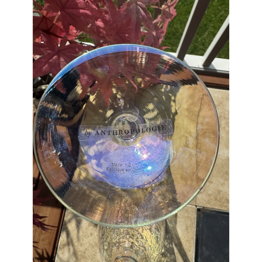 Set of 2 Zaza Lustered 24k Gold Accent Wine Glasses by Anthropologie NWT - Picture 9 of 12